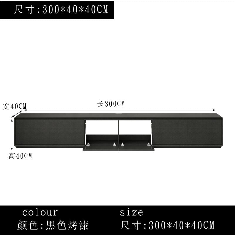 意式輕奢實木電視櫃組合 小戶型客廳黑色烤漆電視櫃中間鏤空背部