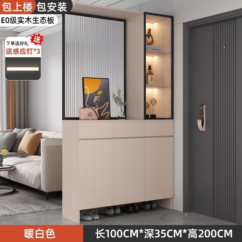玄關櫃入戶門口鞋櫃靠牆客廳輕奢玻璃酒櫃屏風隔斷櫃家用儲物櫃子