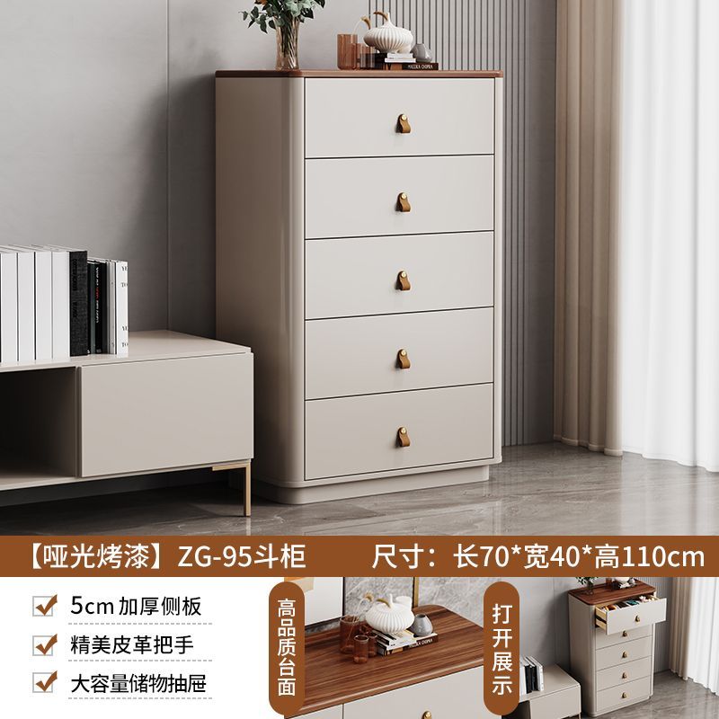 中古风卧室斗柜胡桃色意式轻奢客厅五斗柜靠墙八斗床尾收纳柜边柜