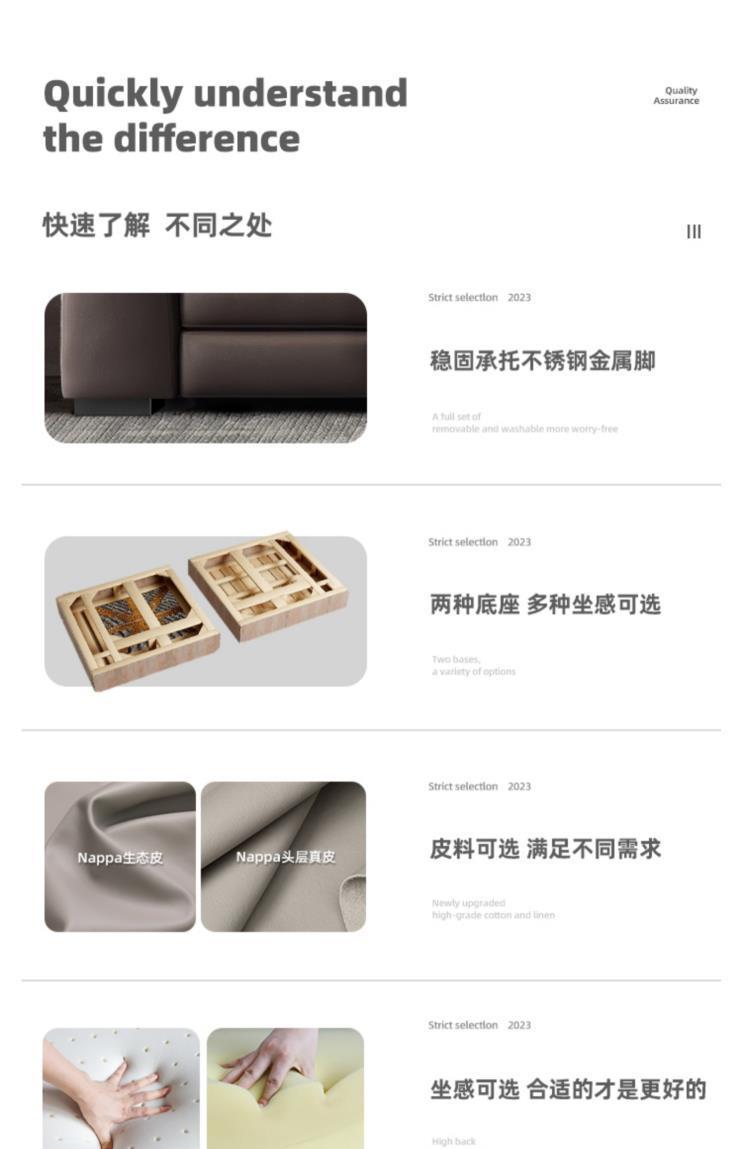 佈雷澤真皮沙發意式極簡輕奢別墅大平層客廳直排四人位貓爪皮牛皮