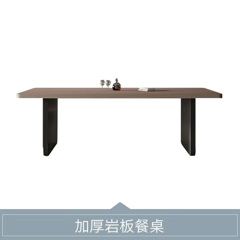 意式岩板餐桌现代简约满托下挂加厚岩板高级感长方形家用吃饭桌