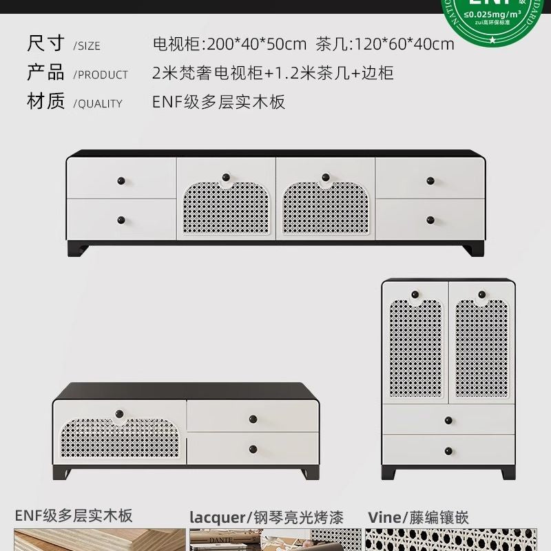 意式輕奢電視櫃客廳家用2025新款現代簡約實木烤漆茶几電視組合櫃