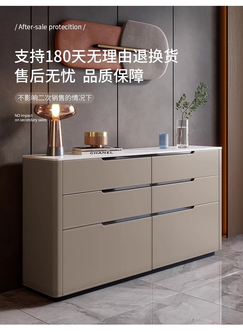 意式松木免漆整裝餐邊櫃現代家用實木多層儲物鬥櫃