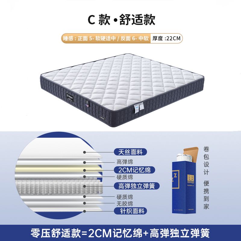 壓縮捲包盒子棉牀墊席夢思家用獨立彈簧乳膠加厚酒店牀褥軟墊