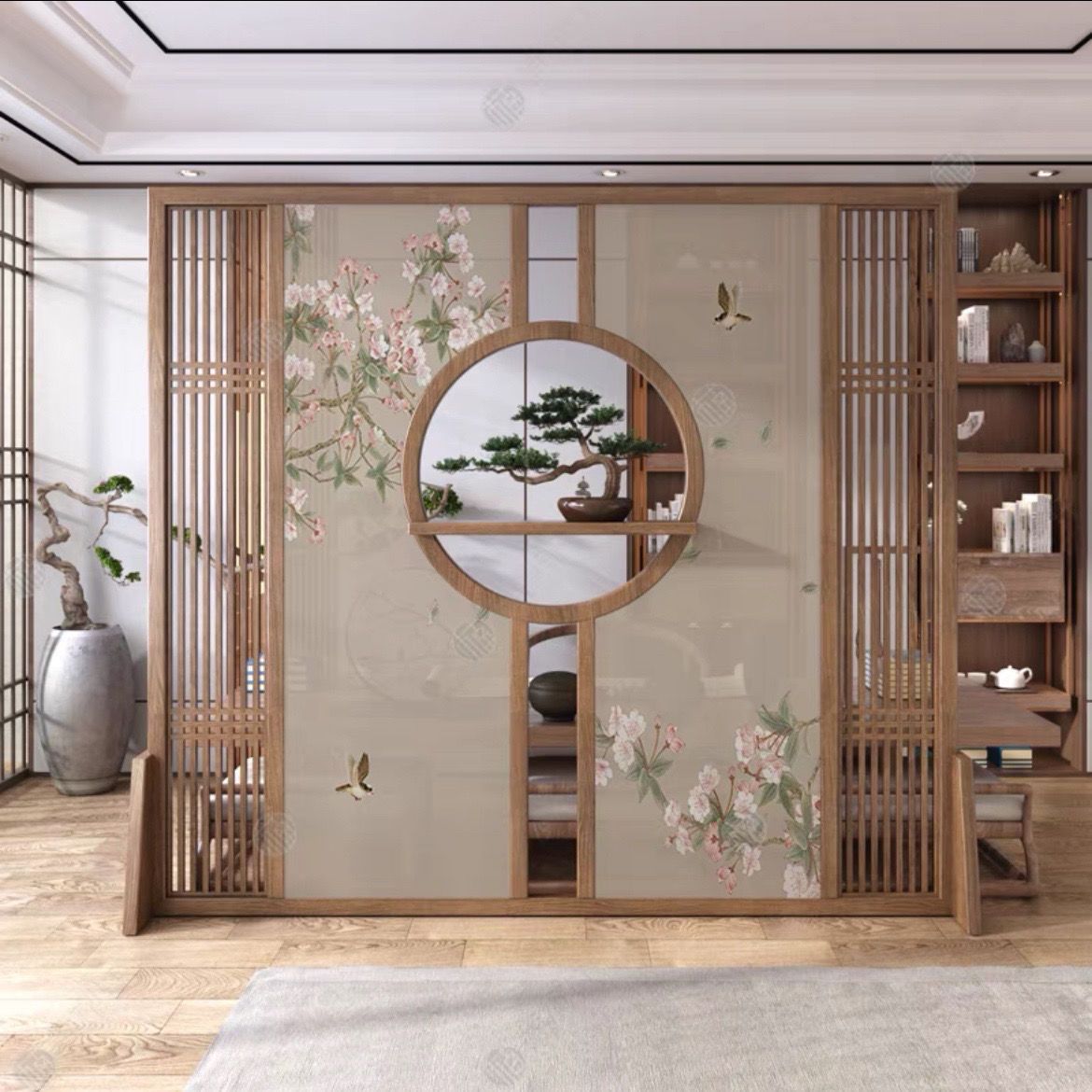新中式屏風隔斷客廳實木進門玄關辦公室茶室入戶遮擋國風禪意座屏