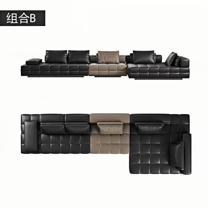 [坎佩樂尼]進口真皮沙發頭層牛皮輕奢意式別墅小戶型皮藝客廳直排