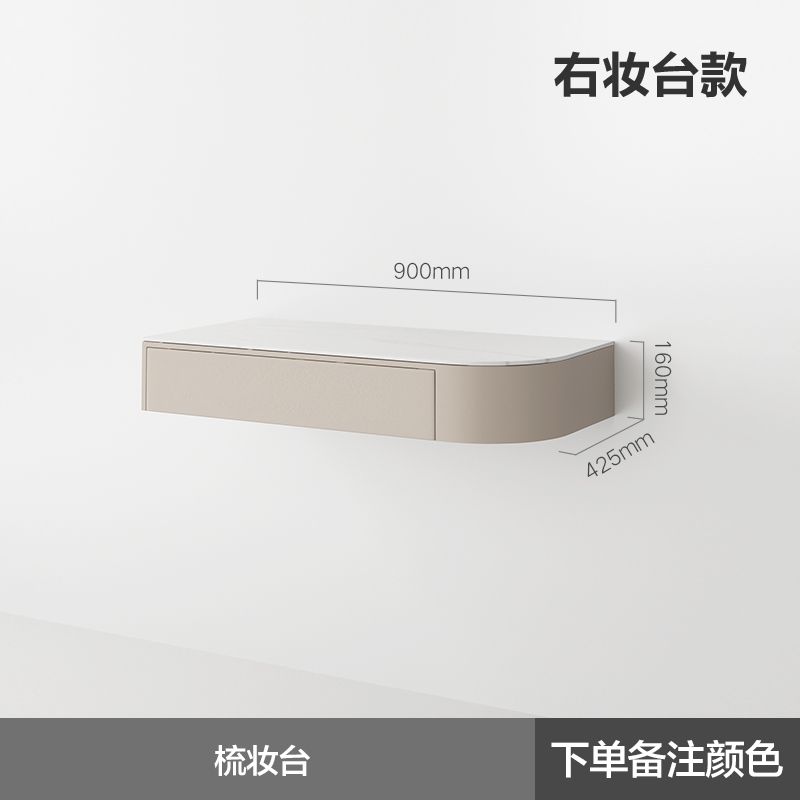 輕奢轉角梳妝檯書桌一體現代簡約ins風壁掛式懸空臥室鏡子化妝桌