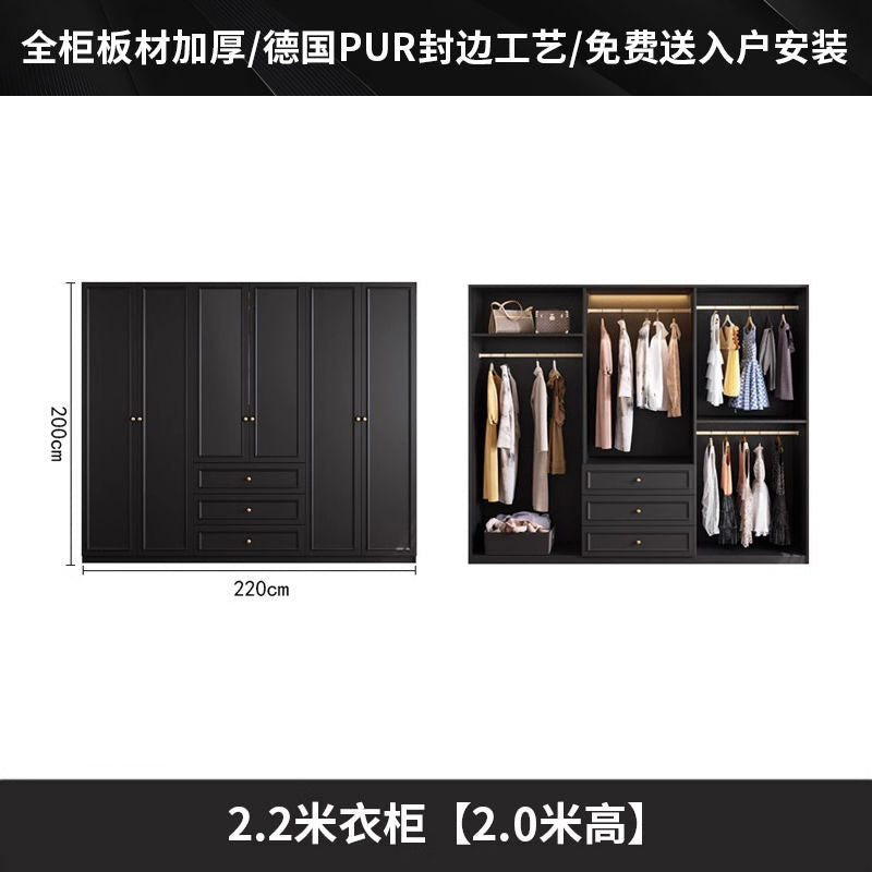 中古风衣柜黑色柜子衣柜家用卧室小户型现代简约边柜顶柜现货美式