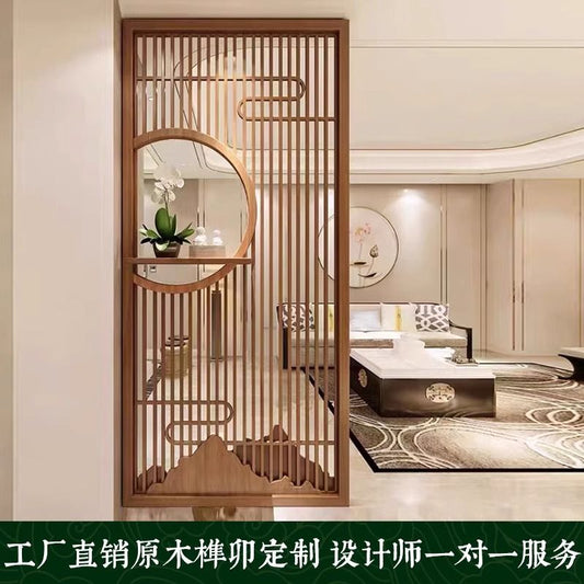 新中式實木新款屏風鏤空隔斷仿古門窗木格柵客廳辦公室定製簡約