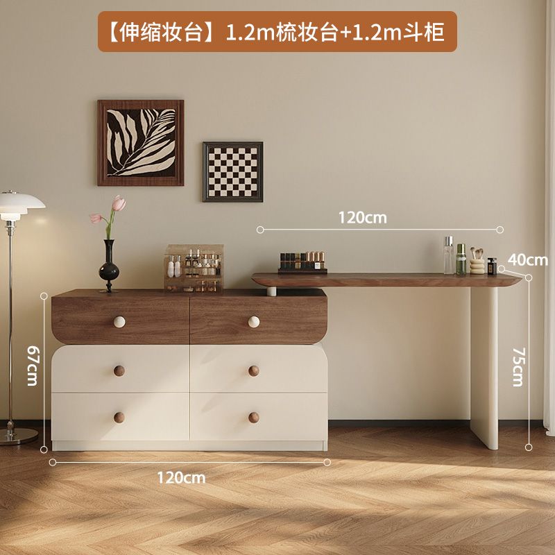 2025新款實木梳妝檯新款鬥櫃可伸縮收納一體品質奢華梳妝檯
