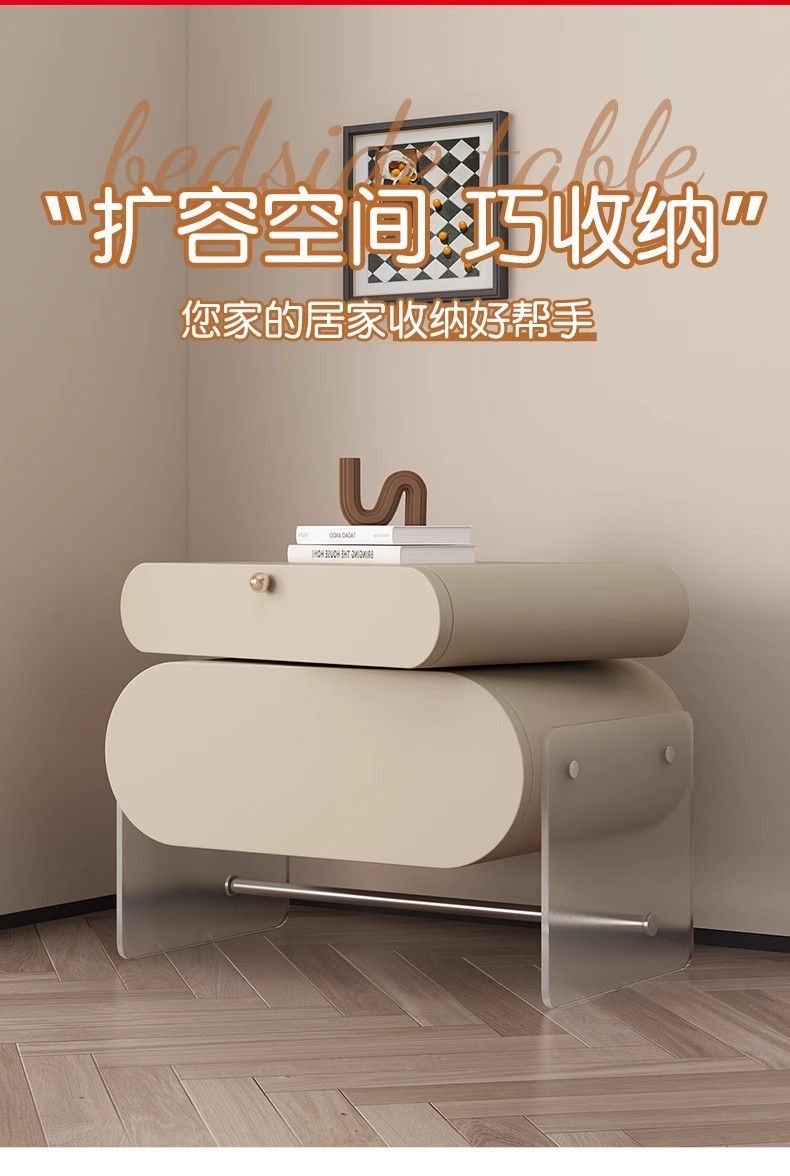 亞克力牀頭櫃簡約現代奶油風迷你收納牀邊櫃懸浮牀收納櫃小型傢俱