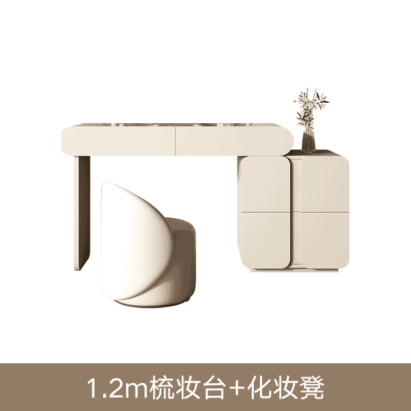 輕奢梳妝檯收納櫃一體臥室簡約現代小戶型化妝臺詫寂風伸縮化妝桌