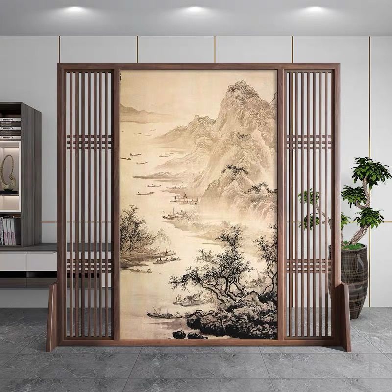 屏風隔斷裝飾客廳現代簡約小戶型玄關新中式實木隔斷牆屏風座屏