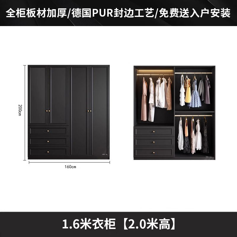 中古风衣柜黑色柜子衣柜家用卧室小户型现代简约边柜顶柜现货美式