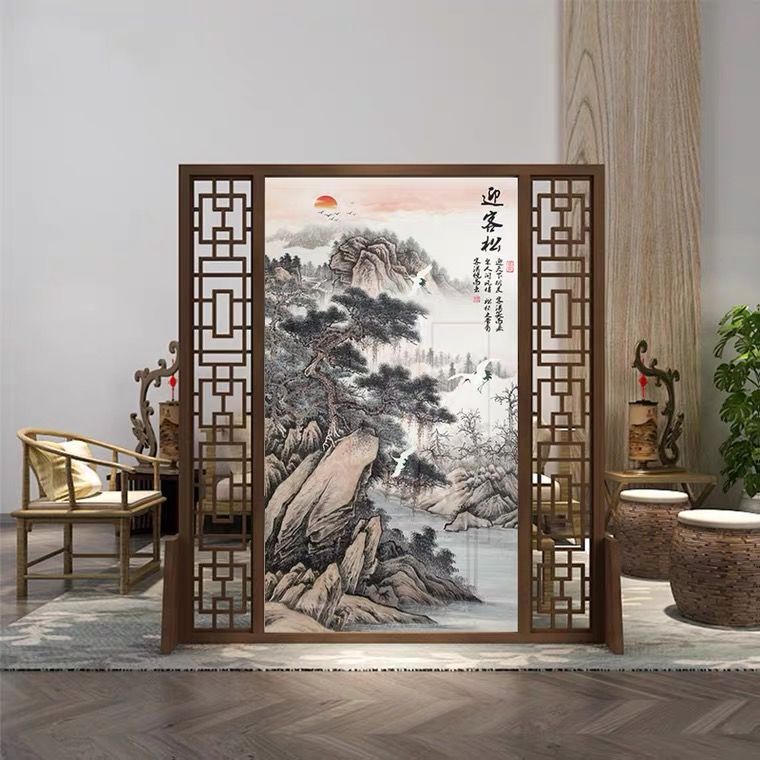 屏風隔斷裝飾客廳現代簡約小戶型玄關新中式實木隔斷牆屏風座屏