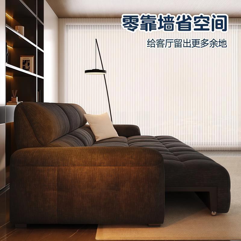 沙發沙發牀電動靠牆功能多功能布藝小戶型客廳雪尼爾伸縮布藝沙發