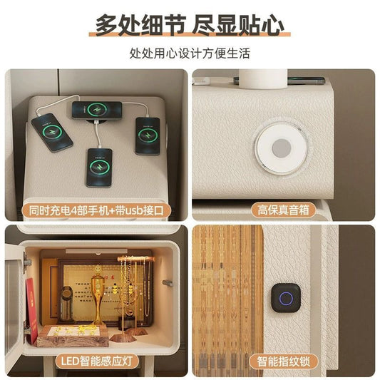 網紅小型可旋轉機器人牀頭櫃替代品創意邊櫃臥室牀邊置物櫃指紋鎖