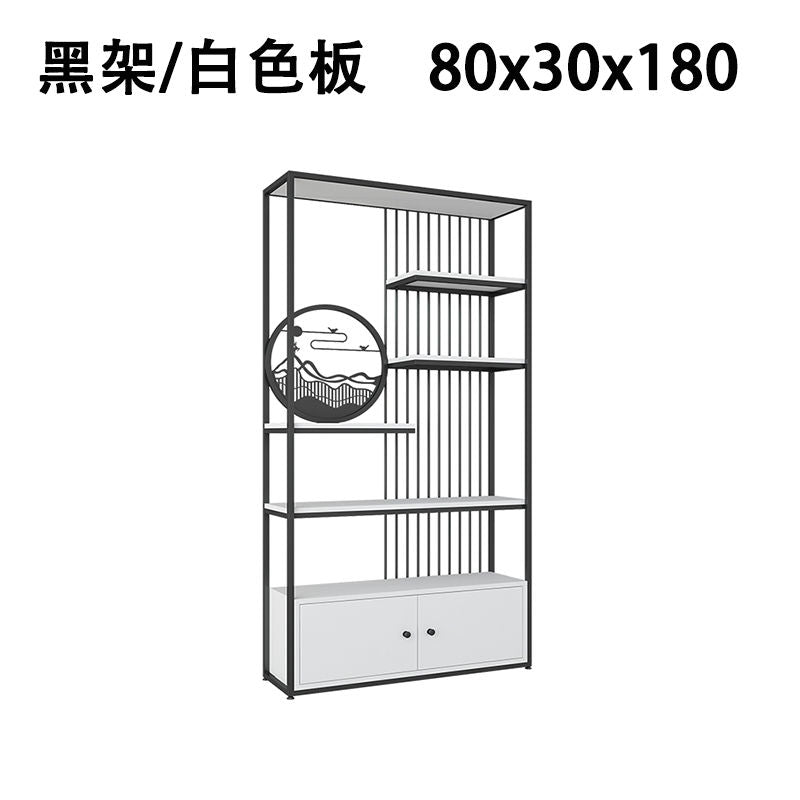 轻奢风客厅置物架落地书本架办公室铁艺博古展示柜玄关架隔断多层