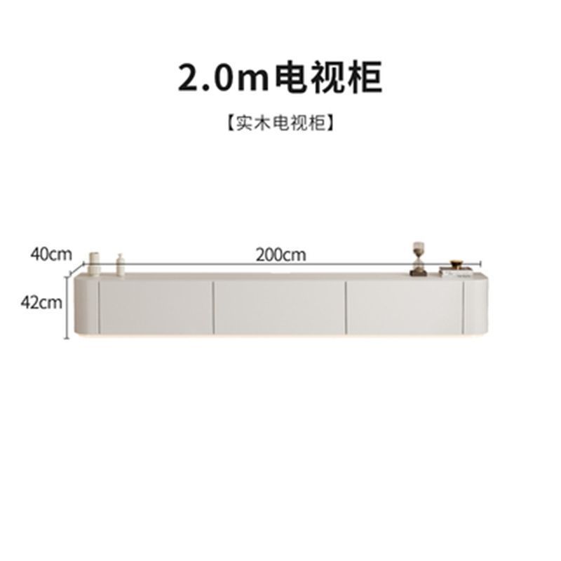 現代簡約電視櫃實木茶几組合小戶型奶油風白色巖板落地電視機櫃子