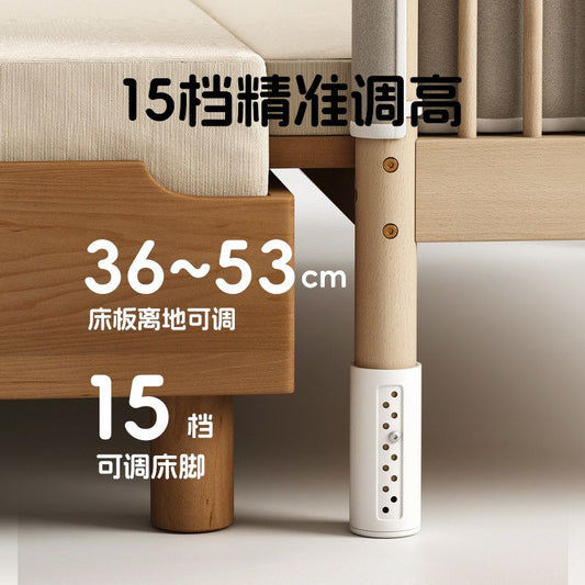 舒程拼接牀嬰兒實木加寬牀櫸木小牀寶寶牀護欄可調高度定製兒童牀