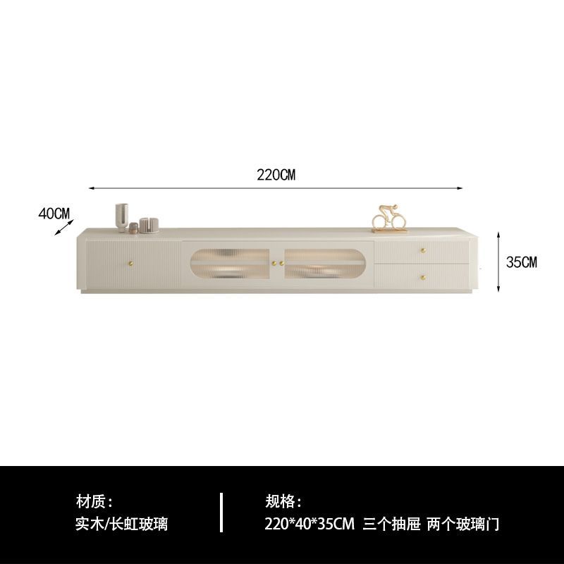 奶油風懸空電視櫃白色現代簡約實木小戶型懸掛式懸浮茶几電視機櫃