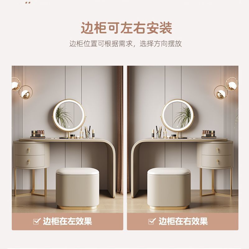2026新款梳妝檯輕奢高級感主臥室小型可伸縮轉角化妝桌鬥櫃一體