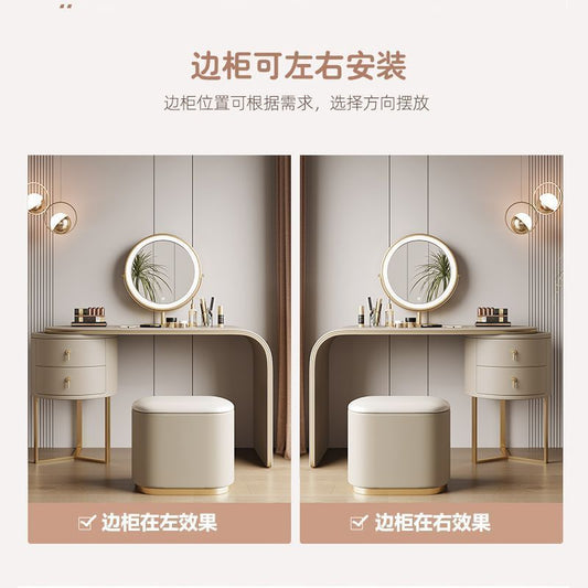 2026新款梳妝檯輕奢高級感主臥室小型可伸縮轉角化妝桌鬥櫃一體