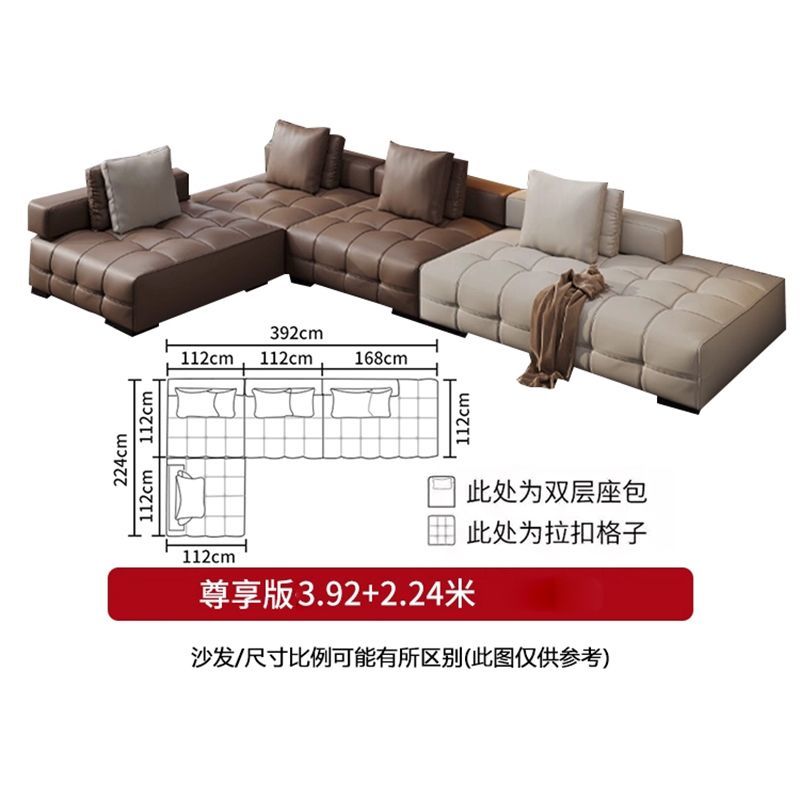 意式極簡勞倫斯沙發生態皮沙發輕奢意式大平層別墅極簡模塊皮沙發