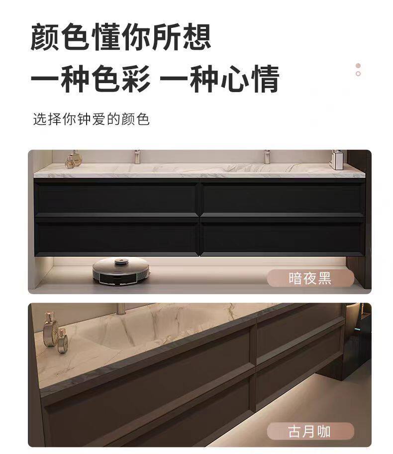 極簡法式陶瓷一體雙盆浴室櫃組合橡木洗臉洗手檯酒店風衛浴櫃定製