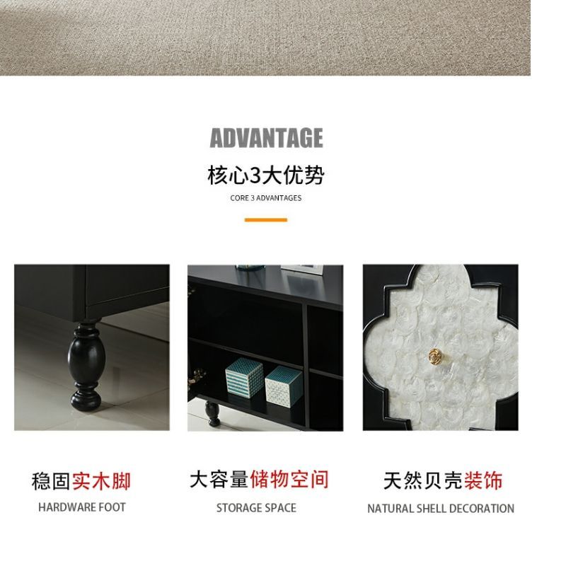 美式復古電視櫃輕奢客廳玄關櫃實木邊櫃現代裝飾櫃