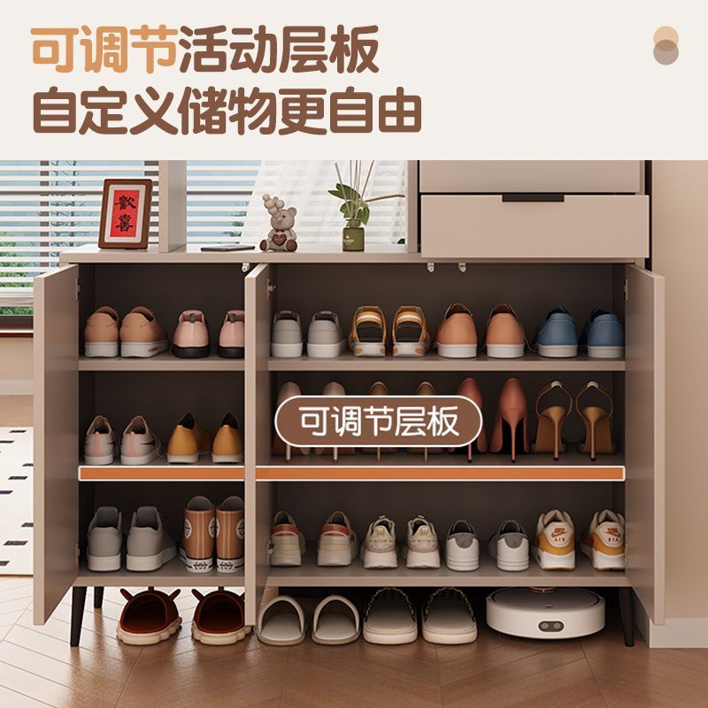 實木玄關櫃鞋櫃一體家用門口客廳隔斷新款雙面置物櫃奶油風收納櫃