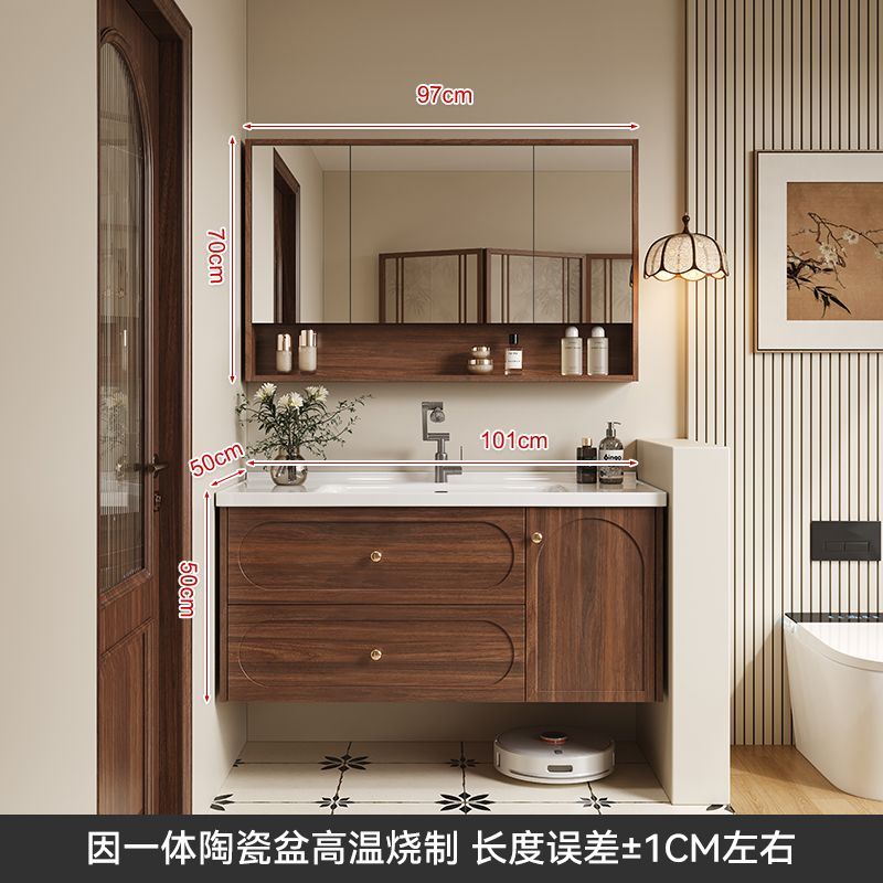 中古風浴室櫃組合陶瓷一體盆小戶型衛生間洗臉洗手盆櫃洗漱臺衛浴
