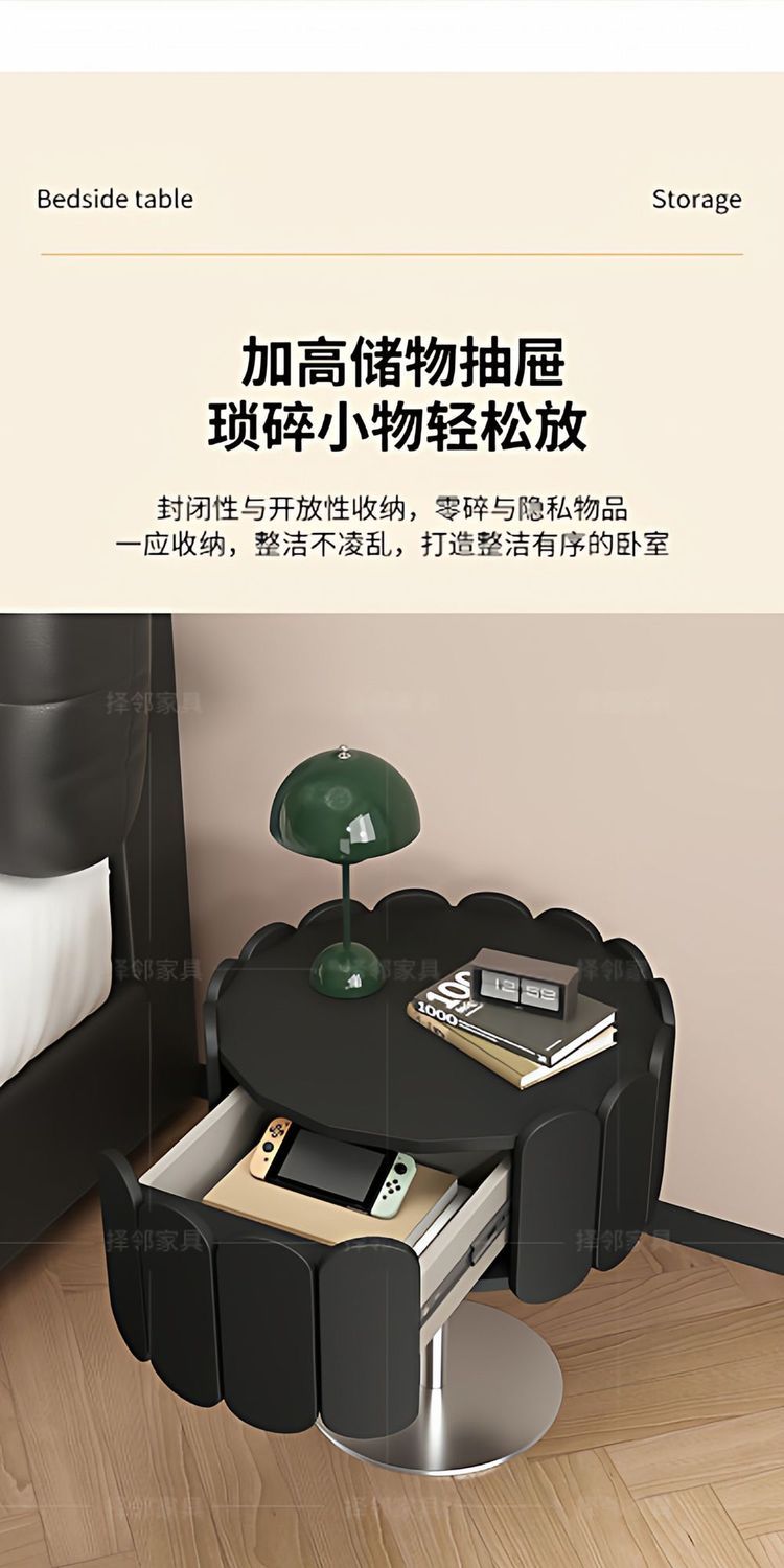 2026新款實木牀頭櫃奶油風創意家居牀邊櫃免安裝現代簡約輕奢客廳