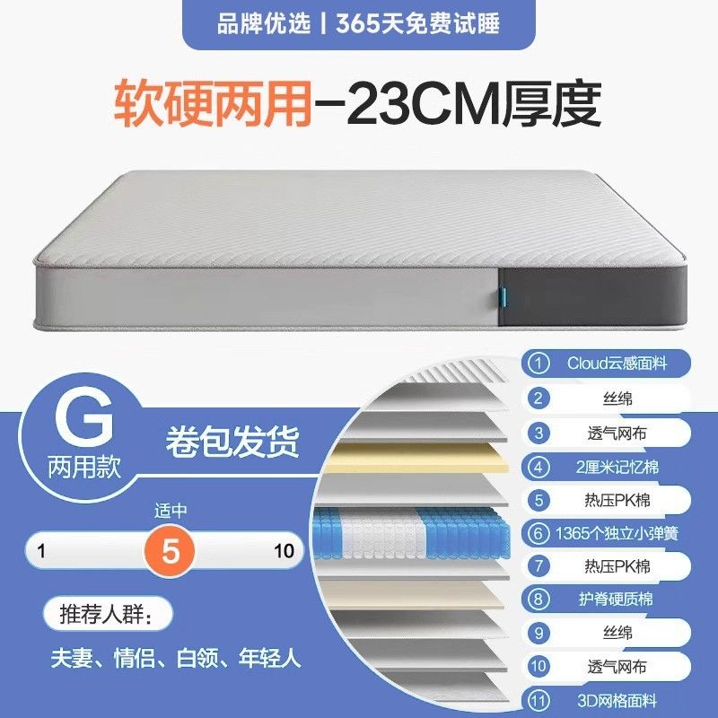 壓縮捲包獨立袋裝彈簧記憶棉盒子牀墊子可全拆洗乳膠軟墊家用臥室