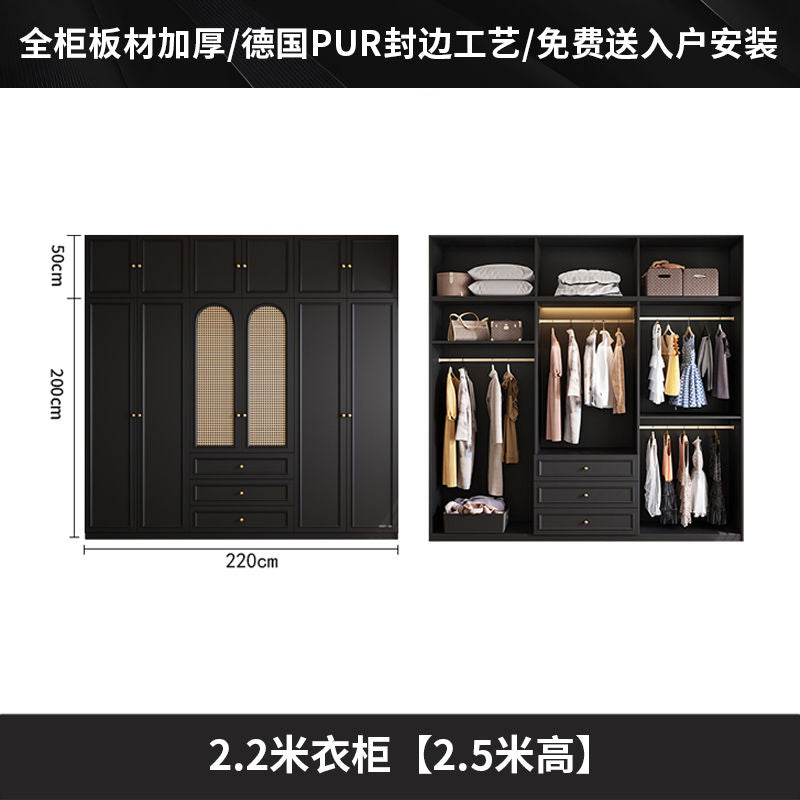 中古风衣柜黑色柜子衣柜家用卧室小户型现代简约边柜顶柜现货美式
