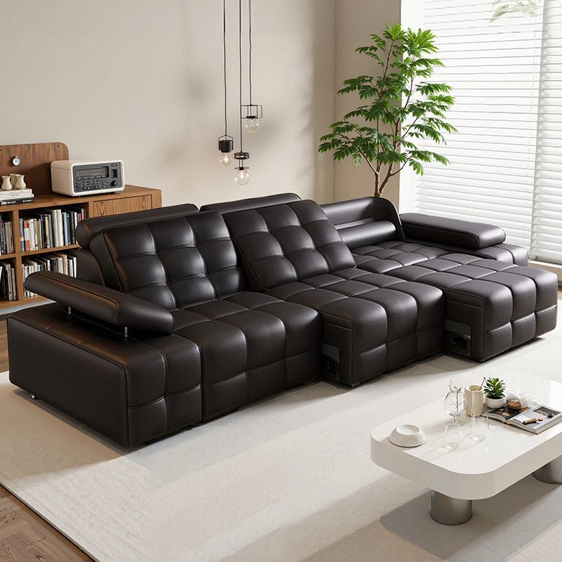 勞倫斯電動功能沙發牀頭層牛皮客廳意式伸縮平躺直排小戶型沙發牀