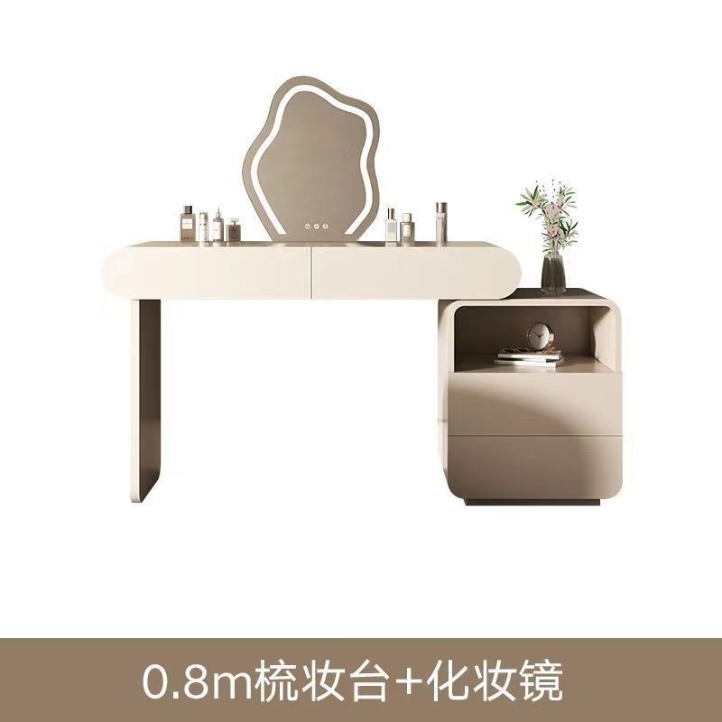梳妝檯現代簡約輕奢高級家用化妝桌網紅巖板梳妝桌收納櫃一體臥室