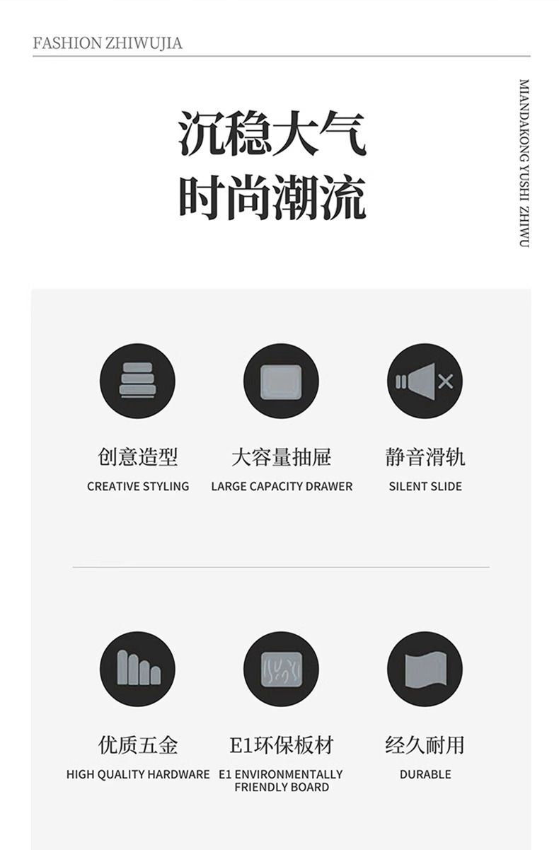 意式極簡旋轉牀頭櫃現代輕奢臥室ins風牀邊櫃黑橡木紋三鬥櫃小型