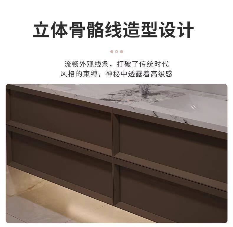 極簡法式陶瓷一體雙盆浴室櫃組合橡木洗臉洗手檯酒店風衛浴櫃定製