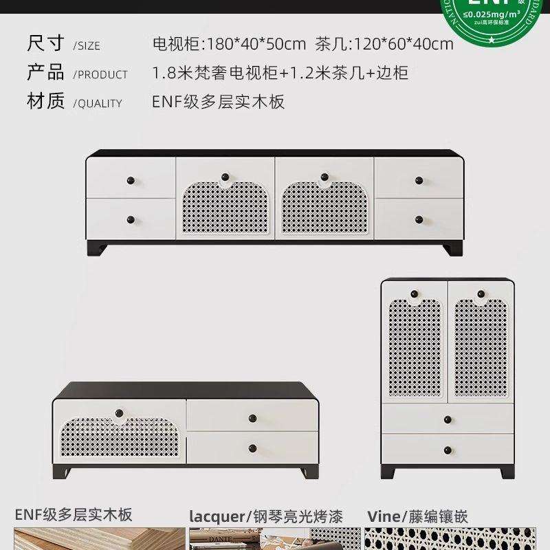 意式輕奢電視櫃客廳家用2025新款現代簡約實木烤漆茶几電視組合櫃