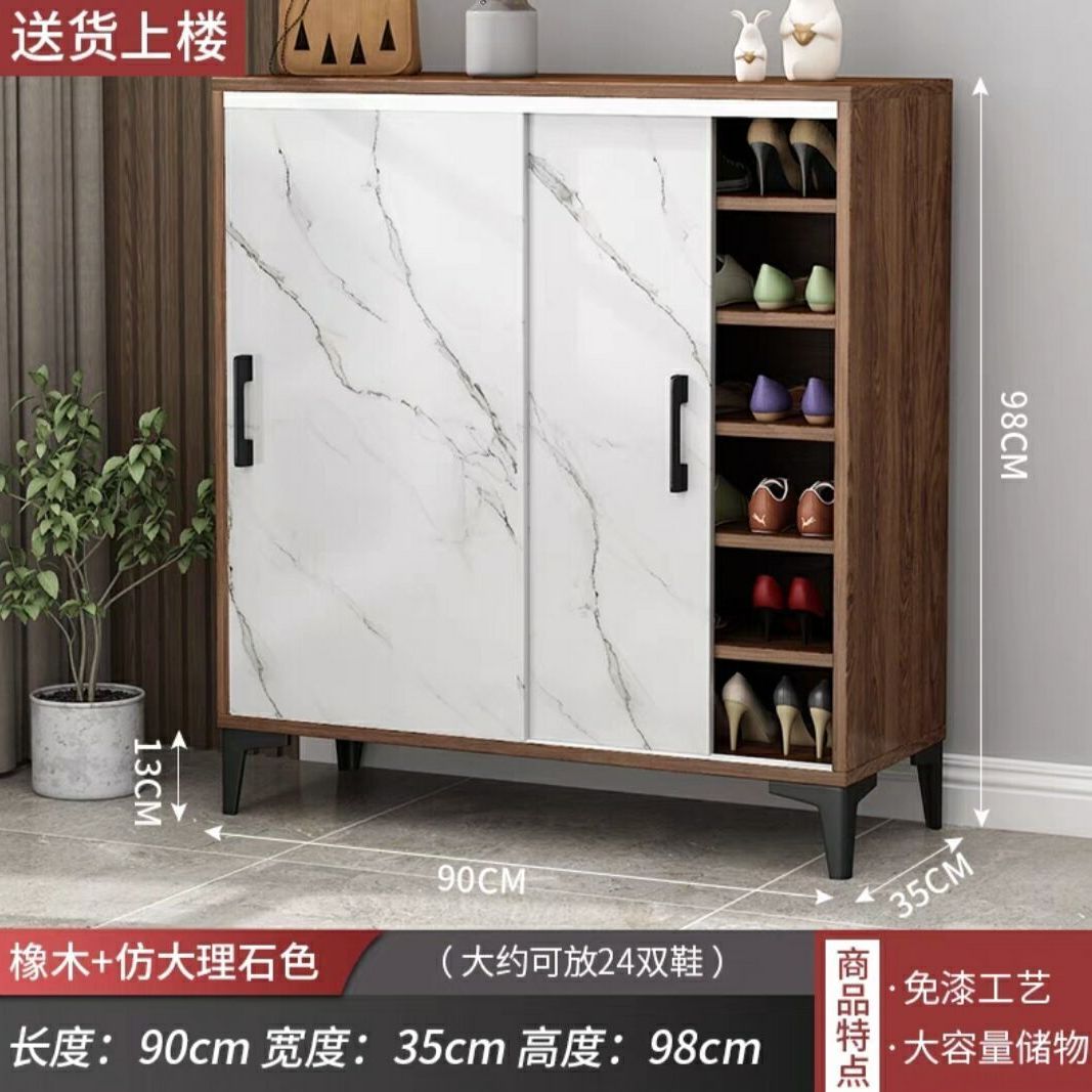 轻奢仿大理石鞋柜推拉移门鞋架家用门口门厅玄关收纳大容量省空间