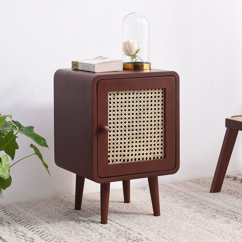 輕奢牀頭櫃簡約現代小戶型迷你實木牀頭收納臥室儲物櫃藤編牀頭櫃