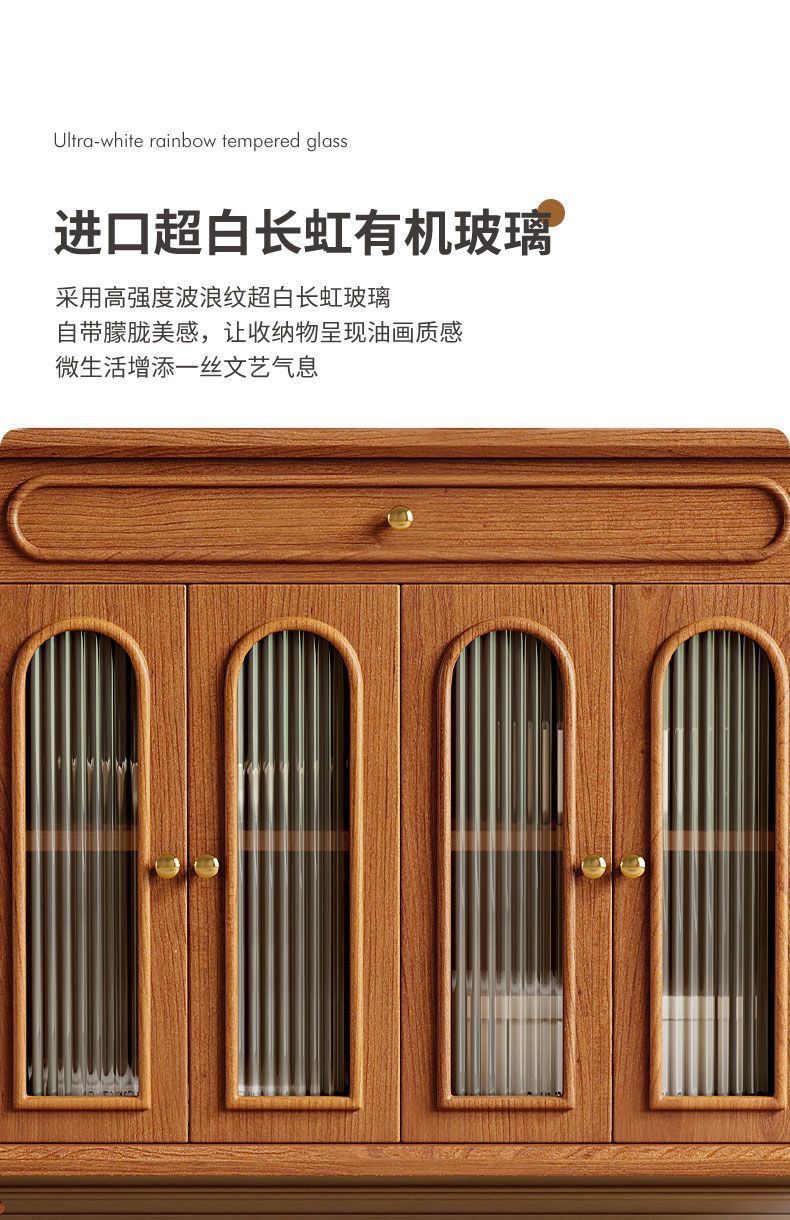 法式復古儲物櫃玄關客廳北歐輕奢邊櫃置物餐邊簡約現代實木靠牆