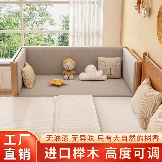 兒童拼接牀護欄牀加高寶寶牀男孩女孩多功能嬰兒牀可調節拼接牀
