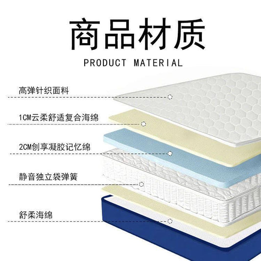 護脊牀墊軟墊適中藍色家用乳膠捲包盒子獨立彈簧墊子高品質可定製