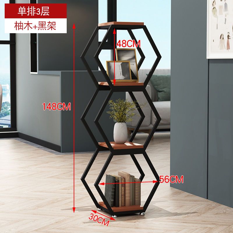铁艺隔断置物架创意六边形组合架办公室屏风落地式多层书架博古架