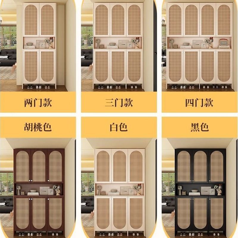 入户收纳鞋柜复古家用藤编门口透气隔断新款玄关靠墙储物落地鞋柜