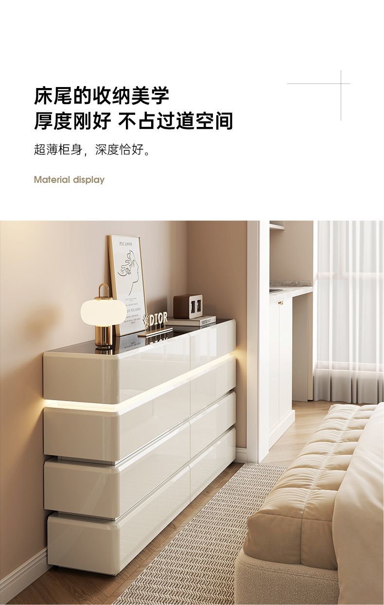 鬥櫃梳妝檯一體超薄櫃現代簡約奶油風主化妝臺大容量30cm收納儲物
