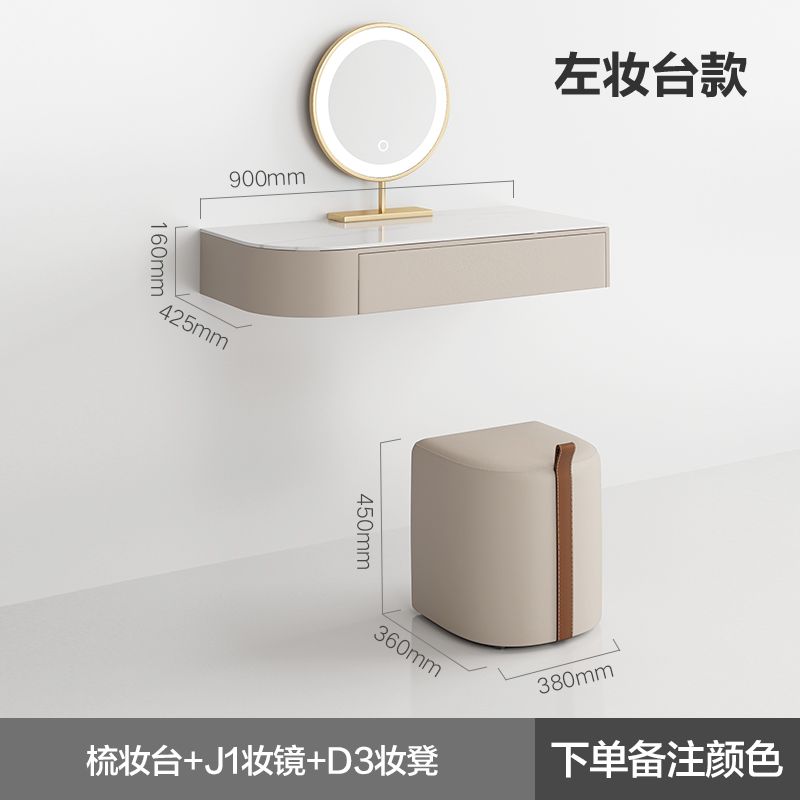輕奢轉角梳妝檯書桌一體現代簡約ins風壁掛式懸空臥室鏡子化妝桌