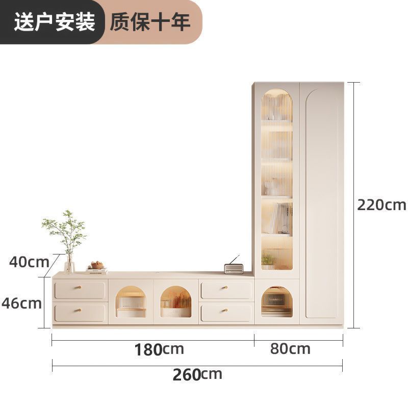 伊阳实木电视柜简约客厅家用收纳储物柜一体组合落地电视背景墙柜